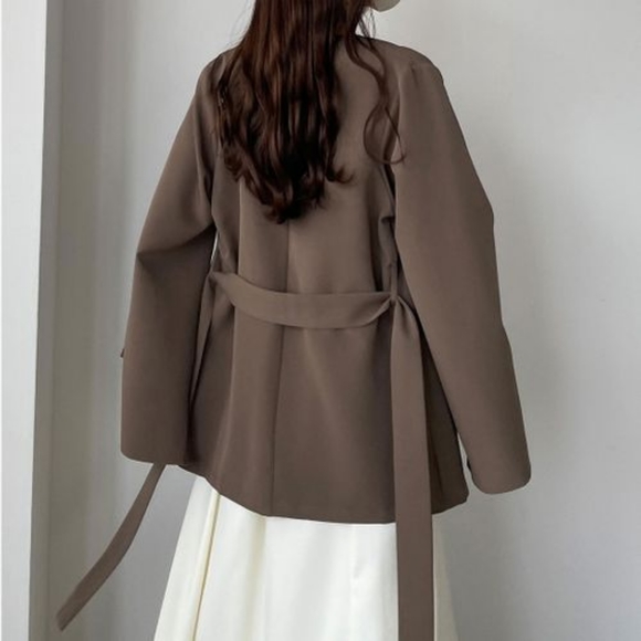 Louere 2way Slit Sleeve Collarless Jacket (Brown), size XL - Picture 3 of 3